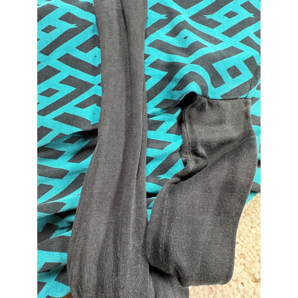 Diane von Furstenberg Tessa Wrap Dress Womens 2 Teal Geometric Silk Jersey - Picture 13 of 14